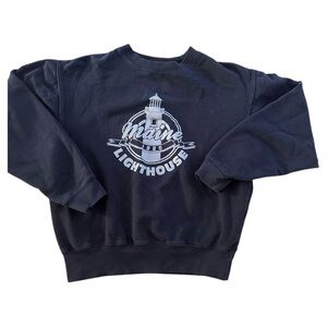 Maine Women's Lighthouse Cotton Preppy Nautical Coastal Chic Sweatshirt, sz S